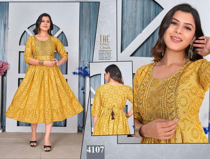 Golden Beautiful Look Vol 1 Anarkali Kurtis Catalog
